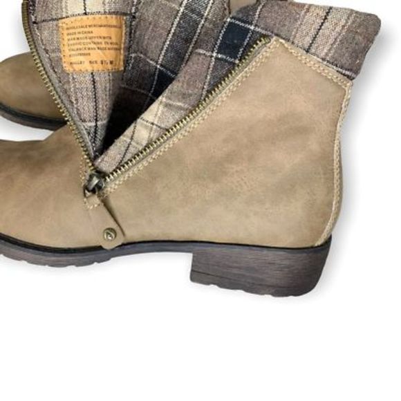 Sporto Womens Halley Ankle Boots Brown Plaid Lined Block Heels Zip  8.5 M New - Picture 10 of 11